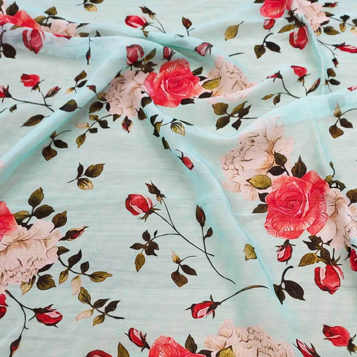 Georgette Digital Prints - 44 Inches Wide 85 Grams/meter Relaxingly Breathable And Bouncy Drape Fabric For Apparels