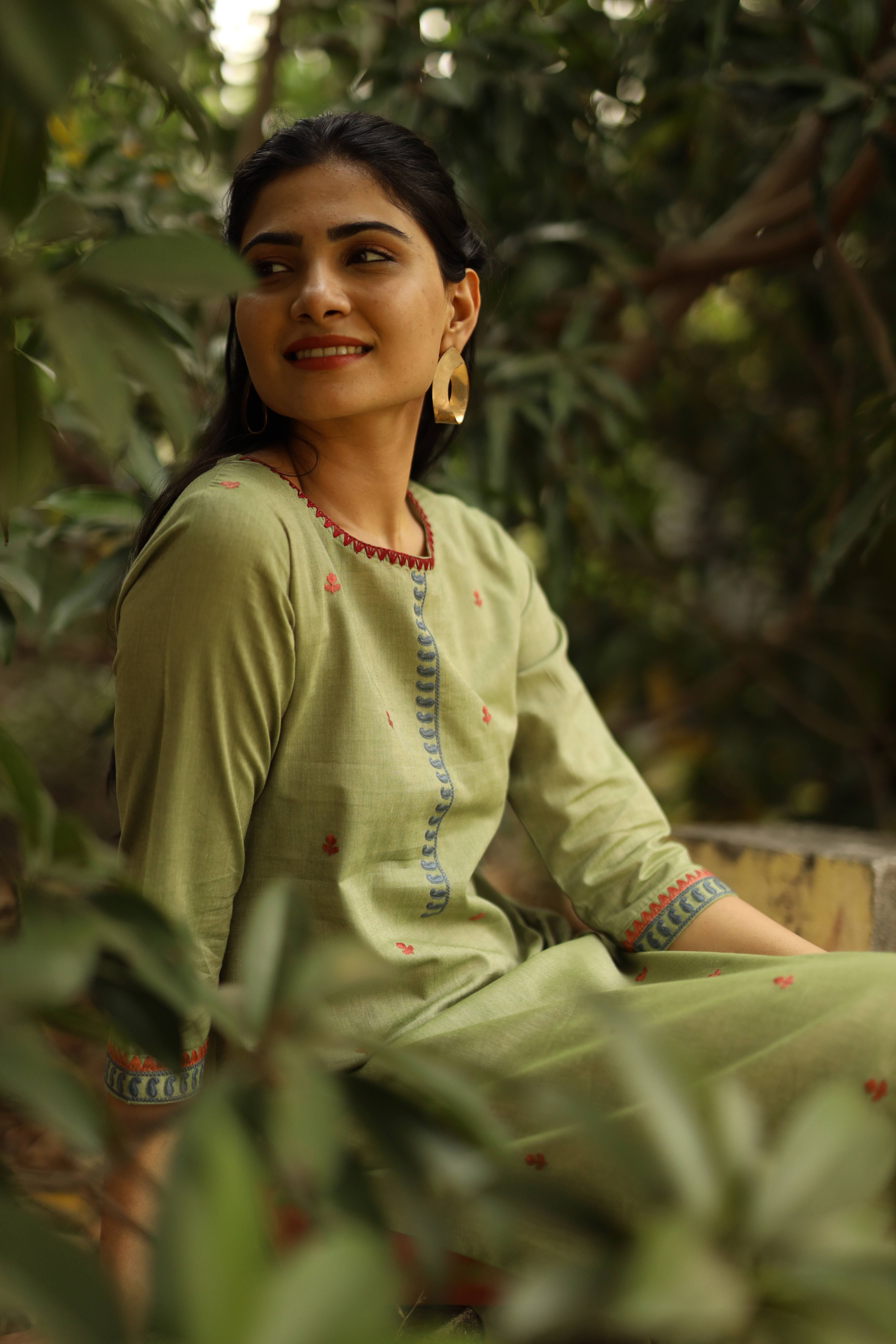 Cotton Kurta Pant Set - Cotton Fabric, Light Green, Sizes M, L, Xl, Xxl | Full Sleeves, Micro Embroidery, Washable, Casual Ethnic Wear