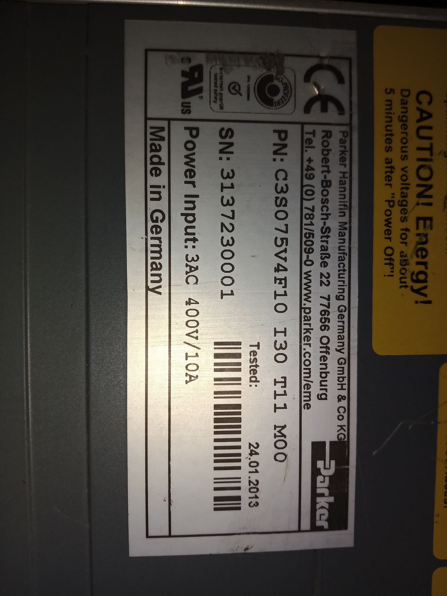 Parker Servo Drive C3s075v4f10 I30 T11 M00