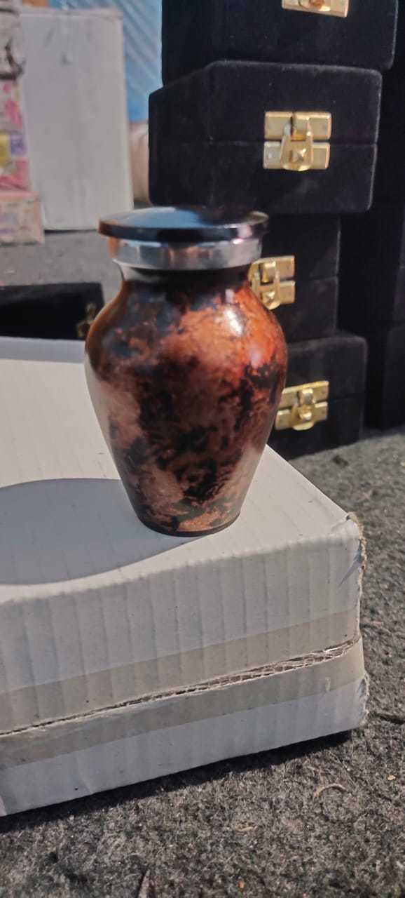 Aluminium Yellow Engraved Keepsake Urn Funeral Supplies