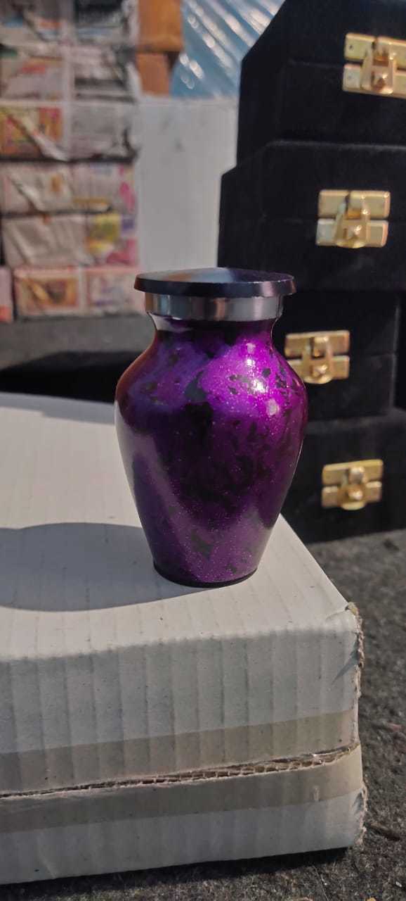 Aluminium Yellow Engraved Keepsake Urn Funeral Supplies