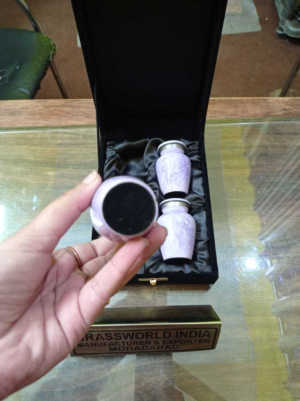 Aluminium Yellow Engraved Keepsake Urn Funeral Supplies