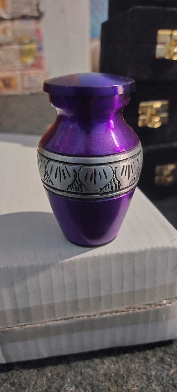 Aluminium Bright Black And White Keepsake Urn