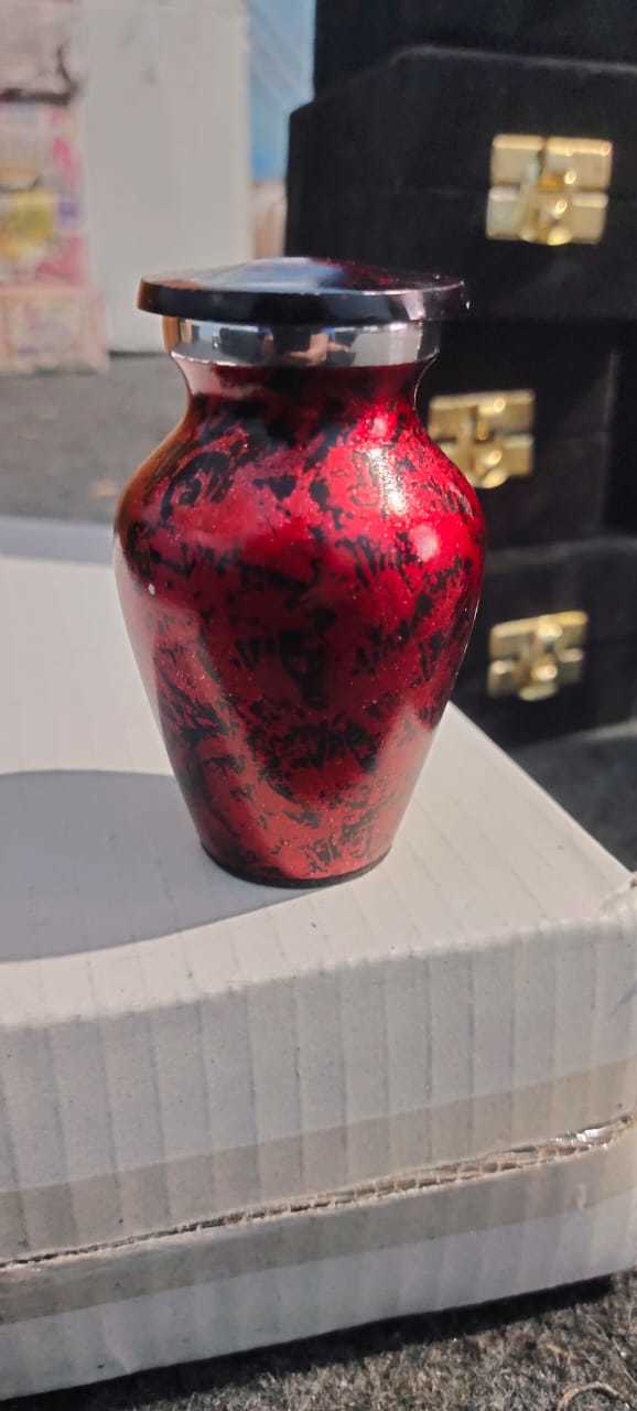 Aluminium Bright Black And White Keepsake Urn