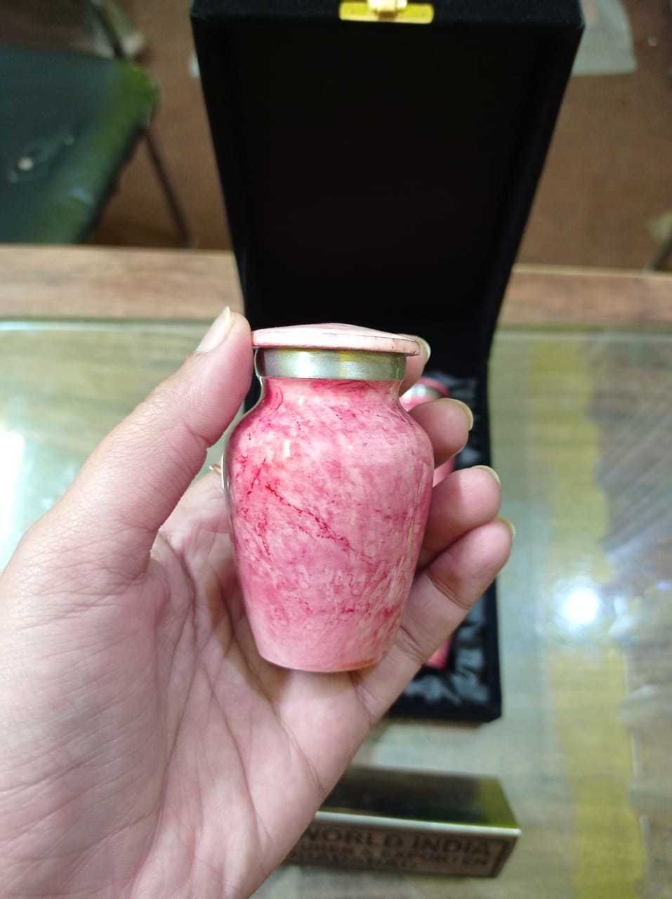 Aluminium Texture Red Colour Keepsake Urn