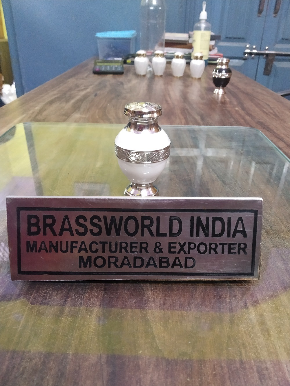 Brass White With Silver Engraved Keepsake Urn
