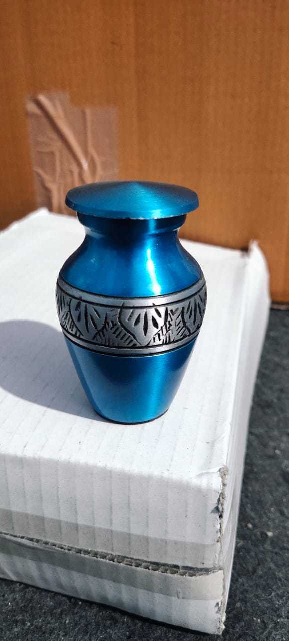 Brass White With Silver Engraved Keepsake Urn