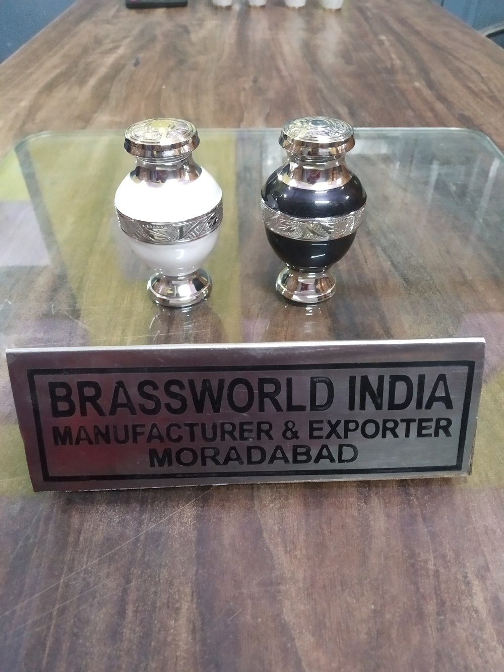 Brass White With Silver Engraved Keepsake Urn