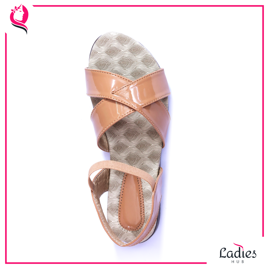 Brown Ladies Hub Casual Ankle Strap Flat Ladies Sandals