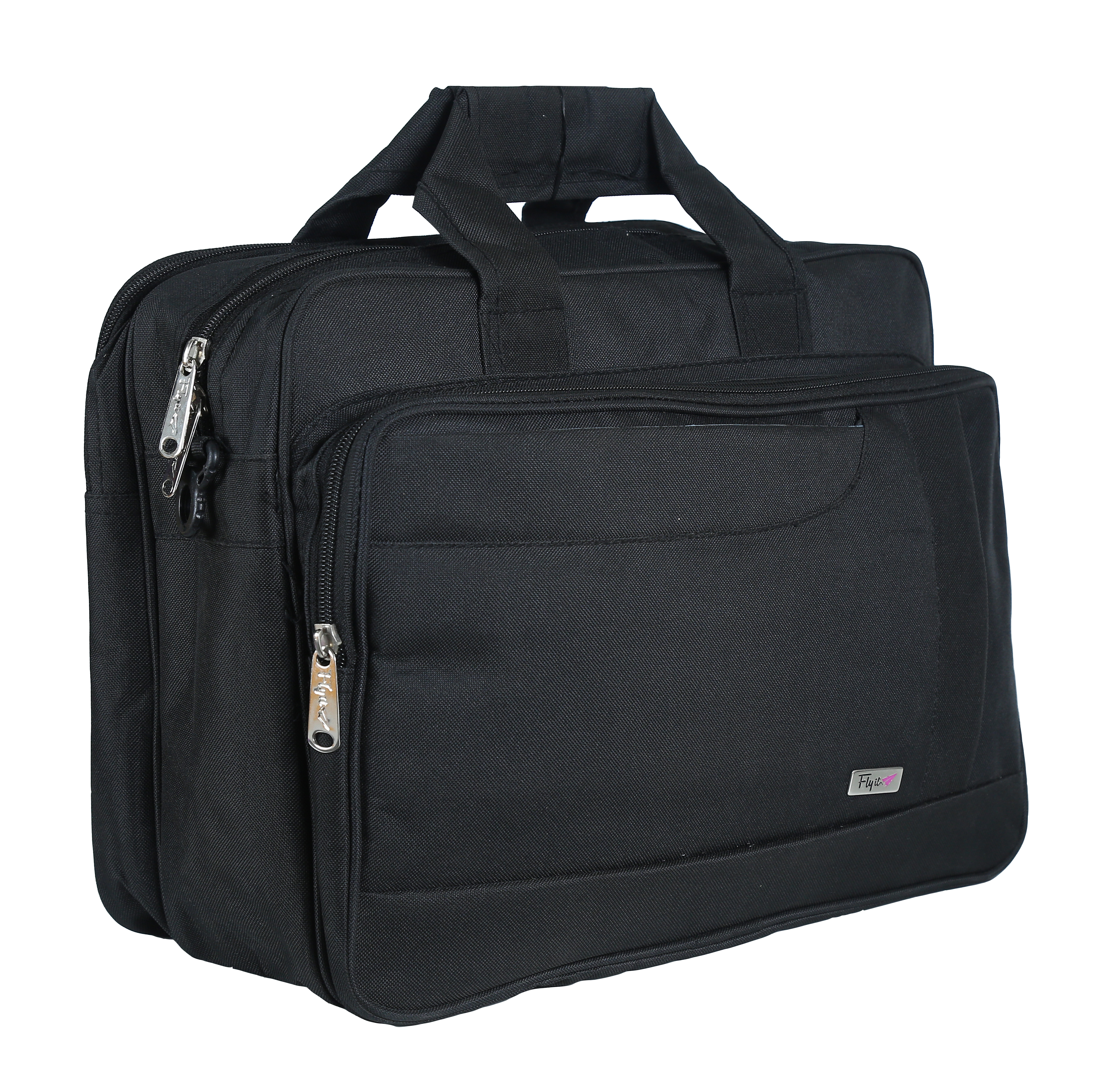 Executive Office Bag - 15x12x6 Inches, Black | 10 Liter Capacity, Plain Design, 3 Zippers, Customizable, Lightweight At 500 Grams