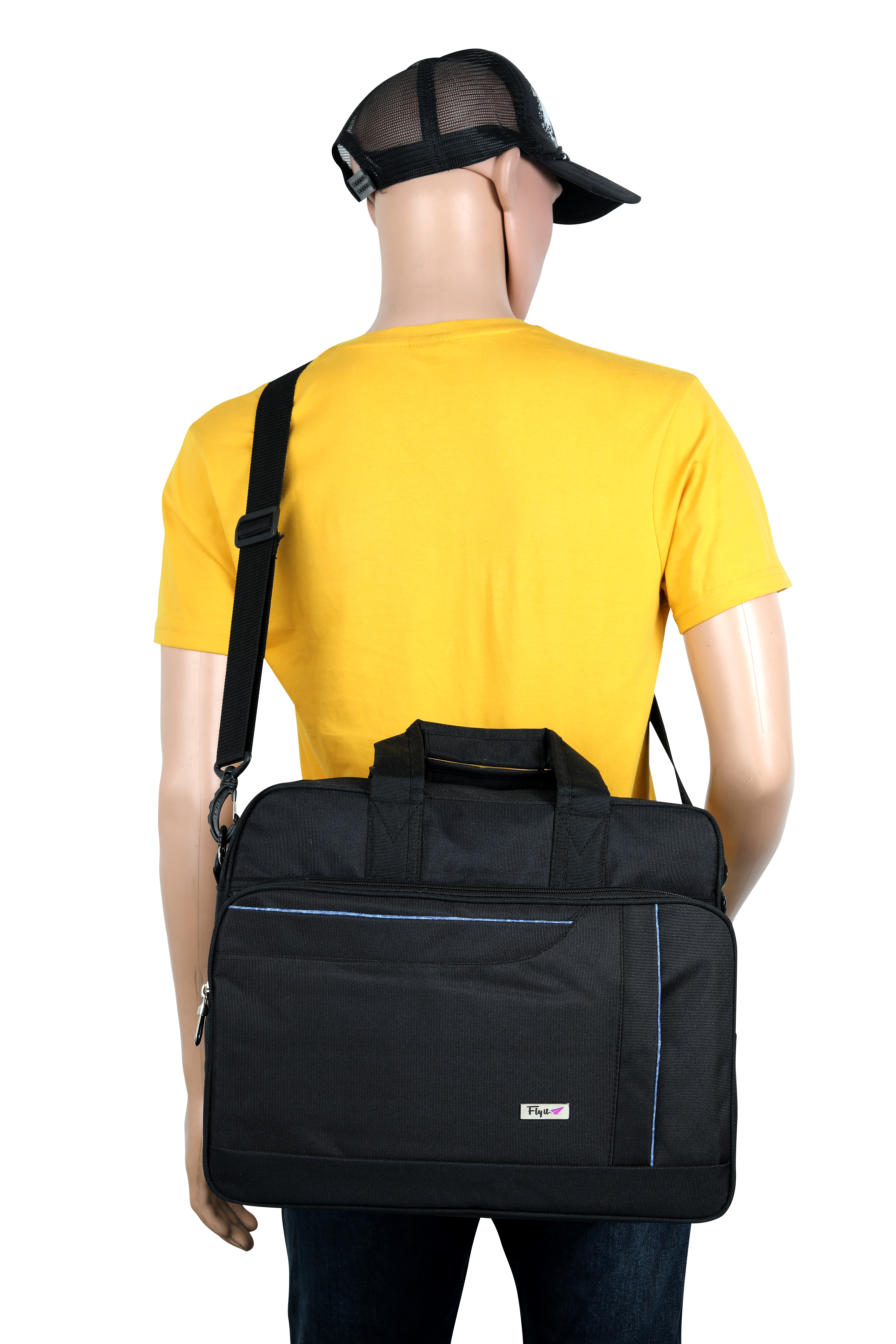 Executive Office Bag - 15x12x6 Inches, Black | 10 Liter Capacity, Plain Design, 3 Zippers, Customizable, Lightweight At 500 Grams
