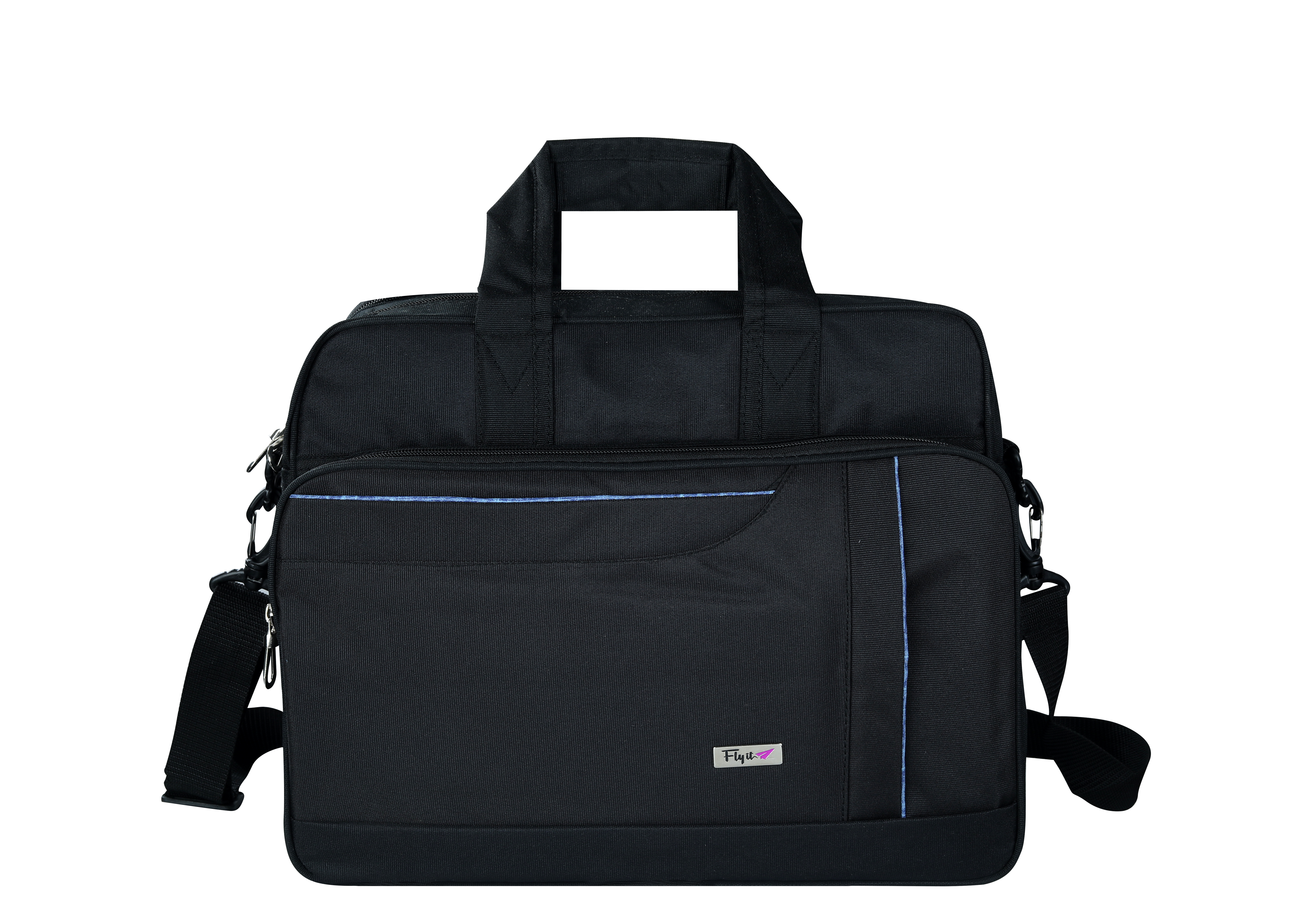 Executive Office Bag - 15x12x6 Inches, Black | 10 Liter Capacity, Plain Design, 3 Zippers, Customizable, Lightweight At 500 Grams