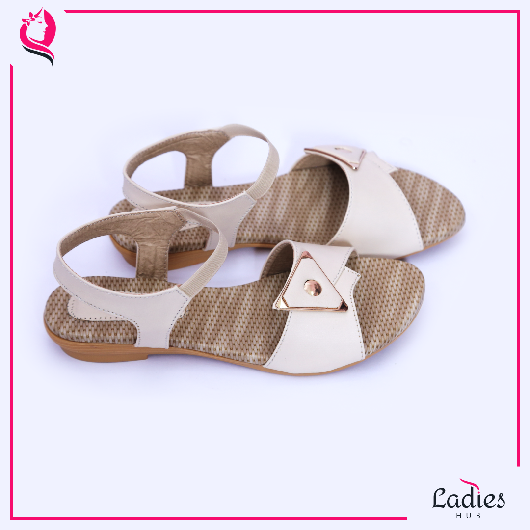 Cream Ladies Hub Casual Ladies Flat Sandals