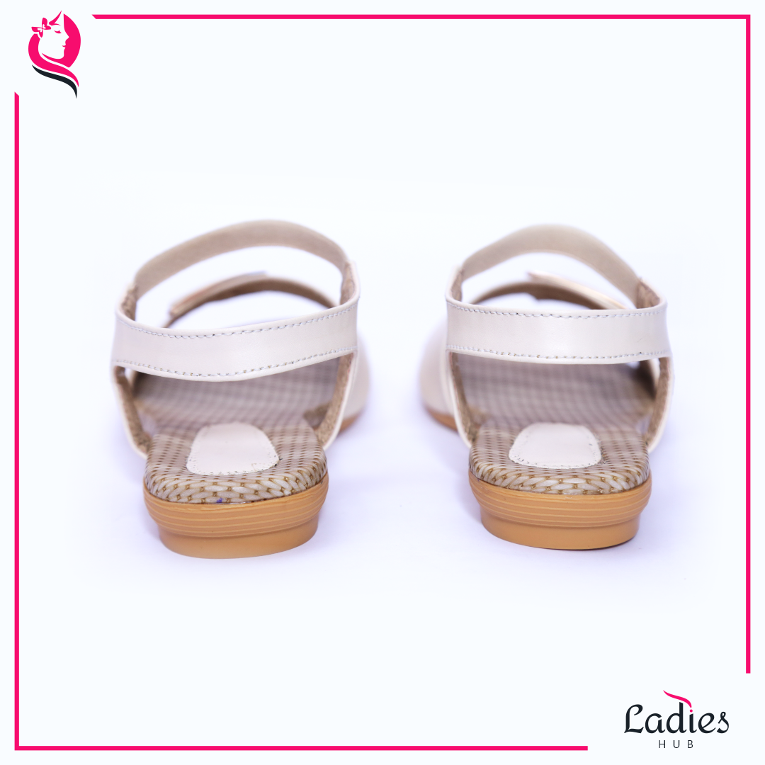 Cream Ladies Hub Casual Ladies Flat Sandals