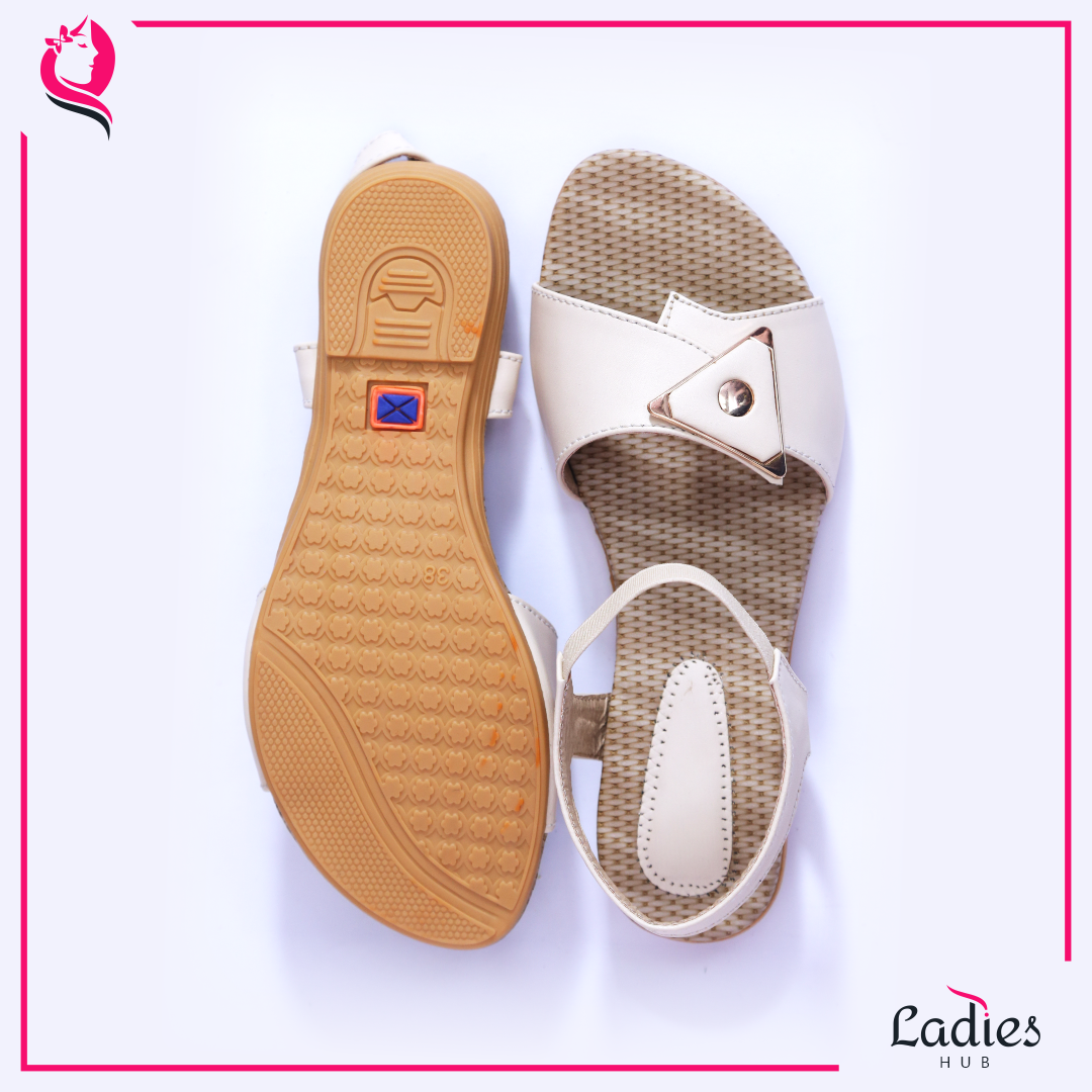 Cream Ladies Hub Casual Ladies Flat Sandals