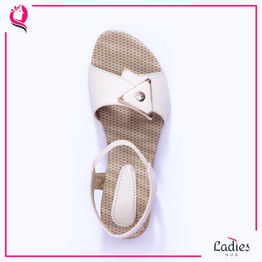 Cream Ladies Hub Casual Ladies Flat Sandals