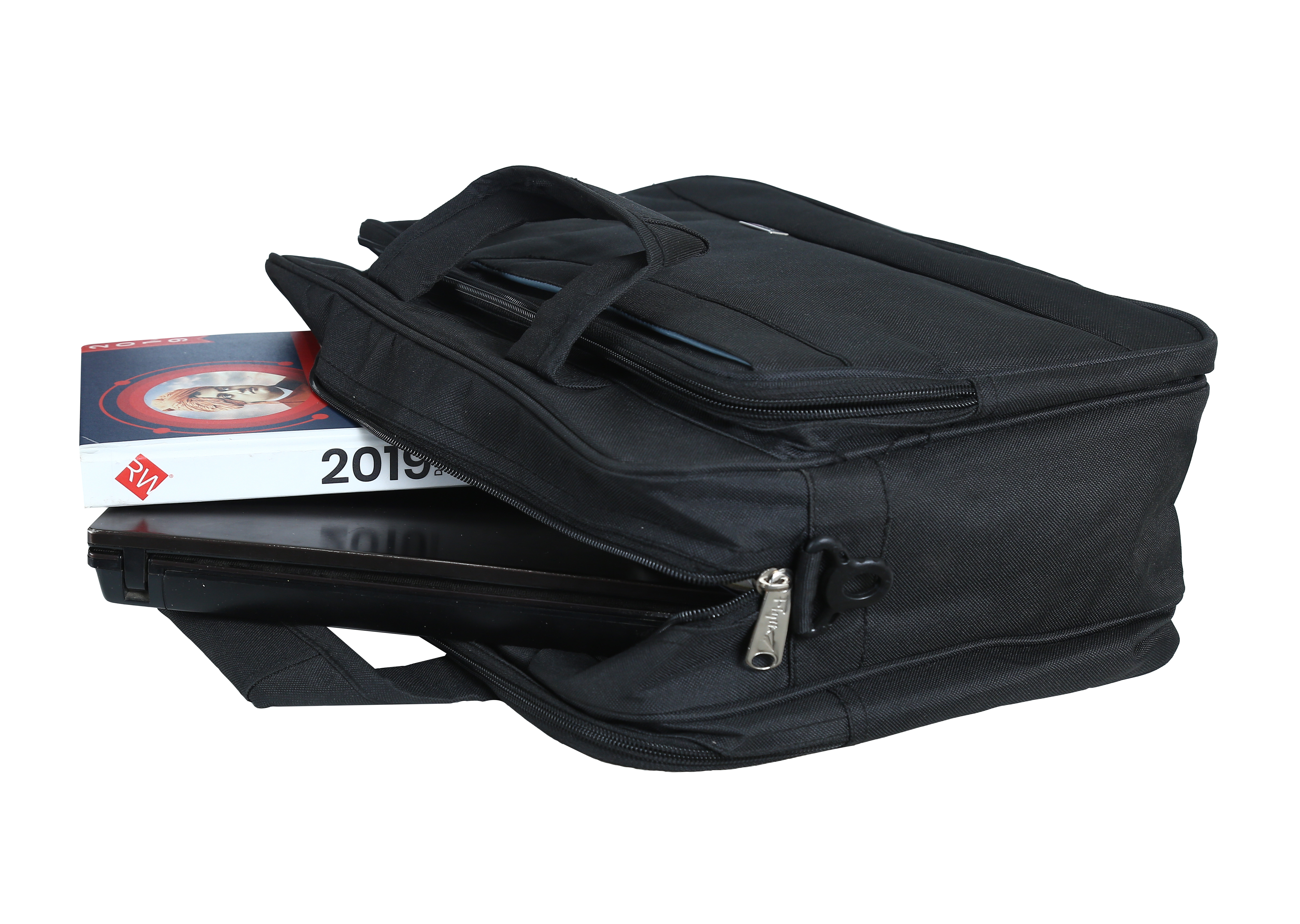 Executive Office Bag - 15x12x6 Inches, Black | 10 Liter Capacity, Plain Design, 3 Zippers, Customizable, Lightweight At 500 Grams