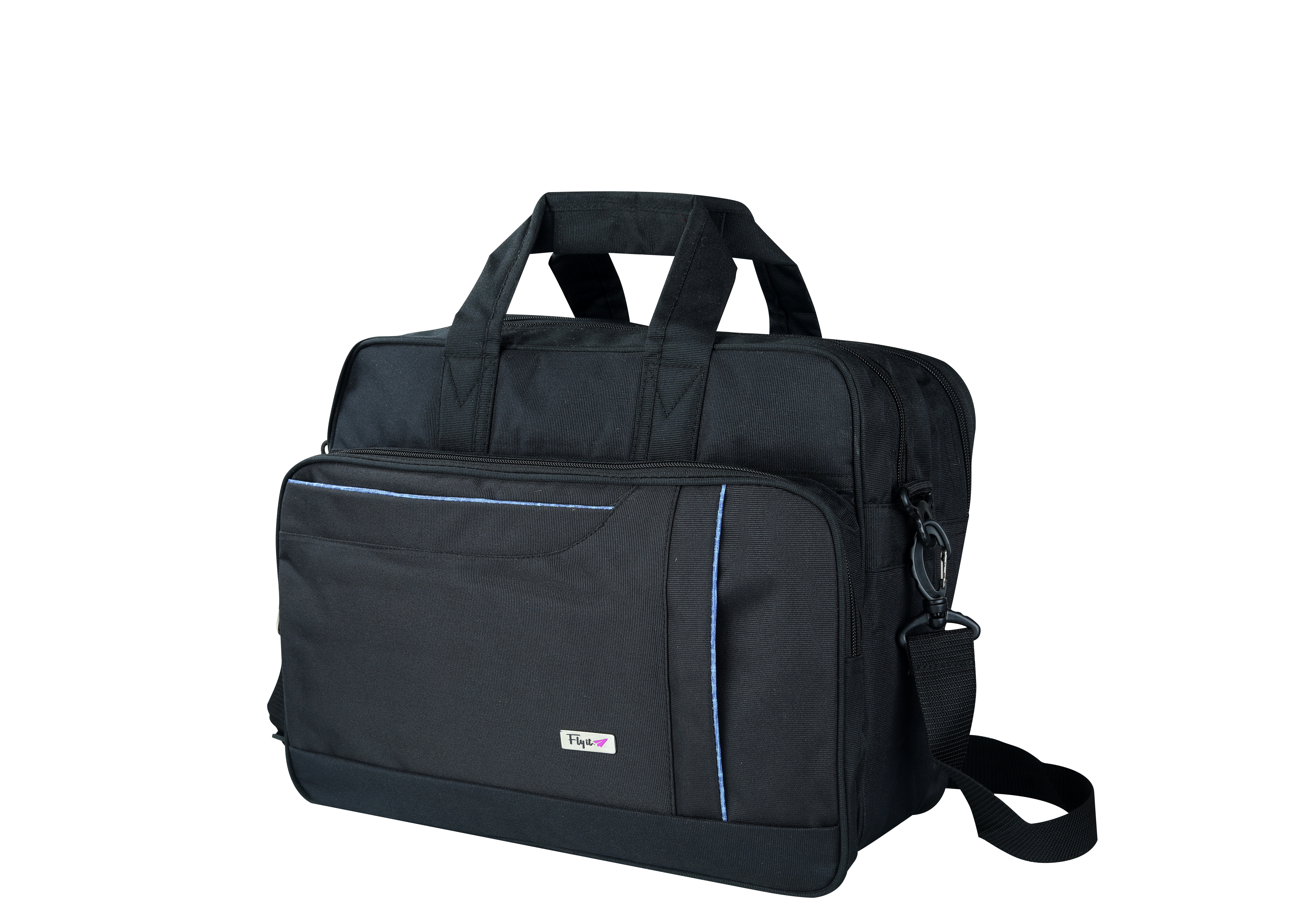 Executive Office Bag - 15x12x6 Inches, Black | 10 Liter Capacity, Plain Design, 3 Zippers, Customizable, Lightweight At 500 Grams