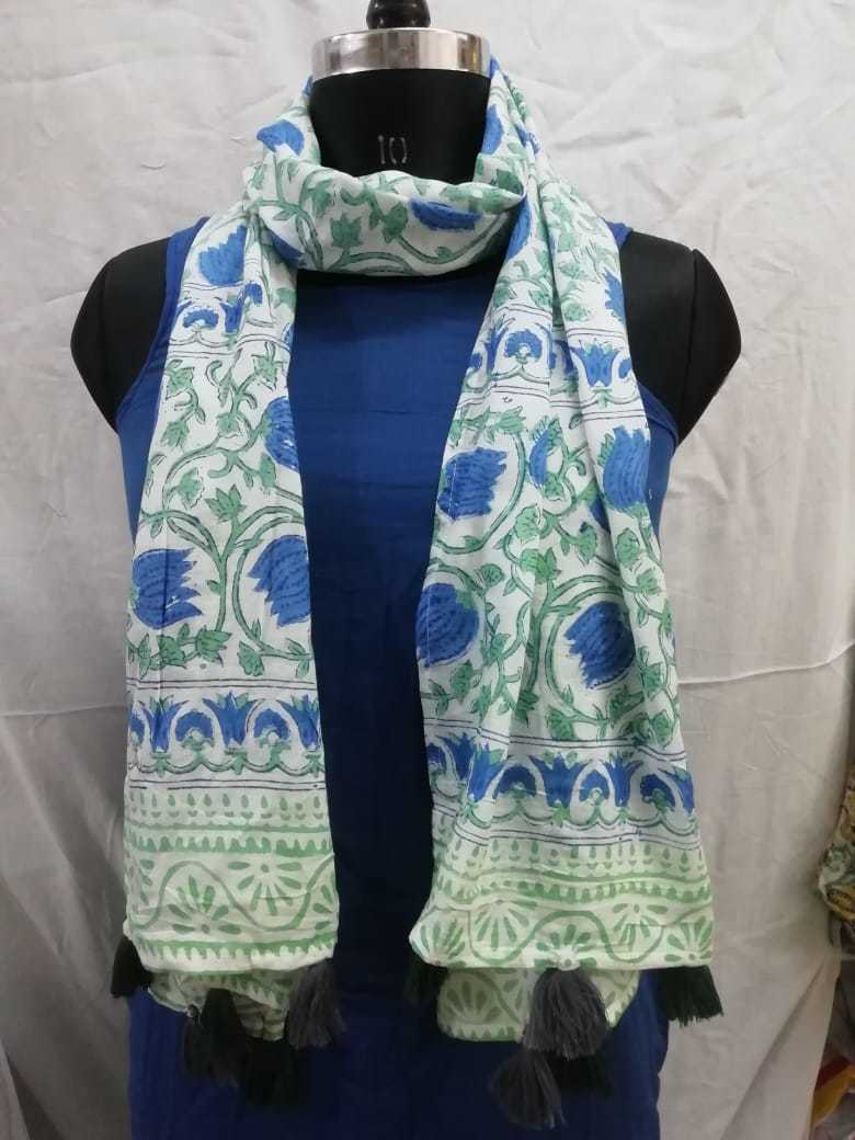 Sanganeri Block Print Cotton Stoles - 22x72 Inches, Handmade Stoles For Women In Various Colors | Ideal For Daily Use, Evening Wear, Meditation, Prayer