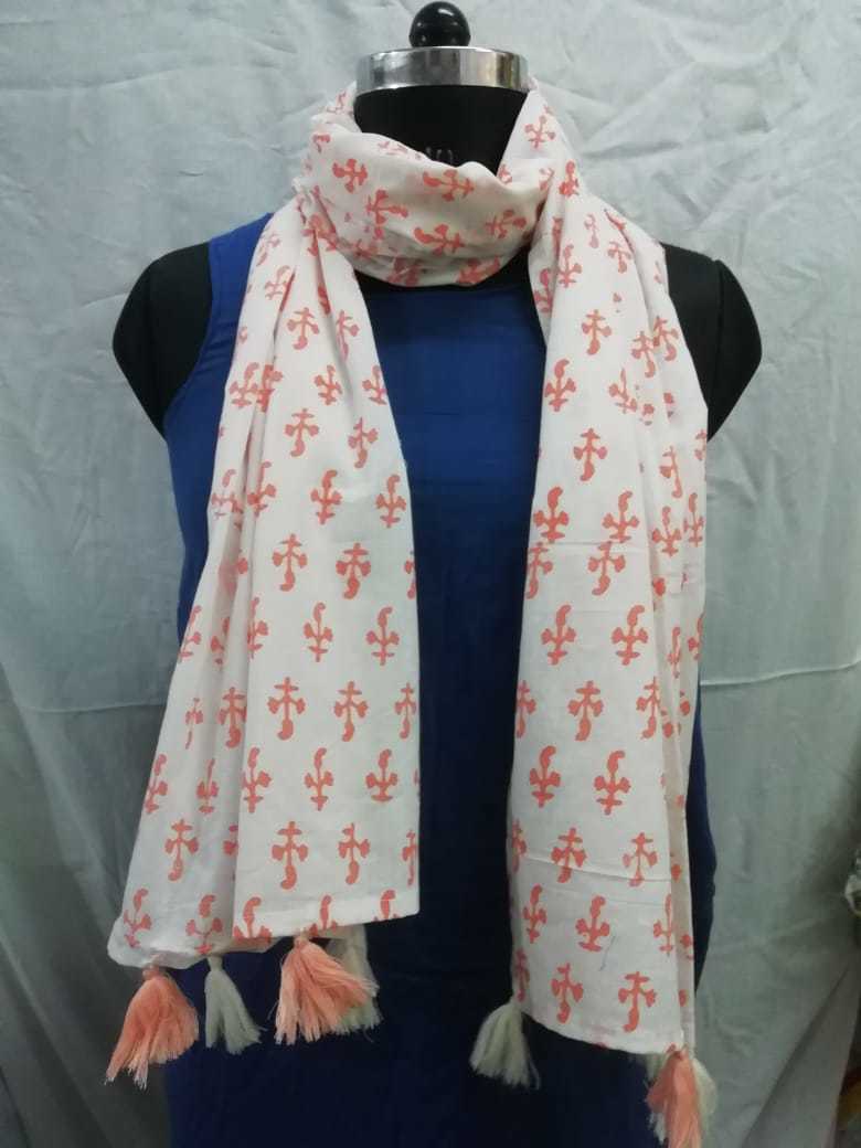 Sanganeri Block Print Cotton Stoles - 22x72 Inches, Handmade Stoles For Women In Various Colors | Ideal For Daily Use, Evening Wear, Meditation, Prayer