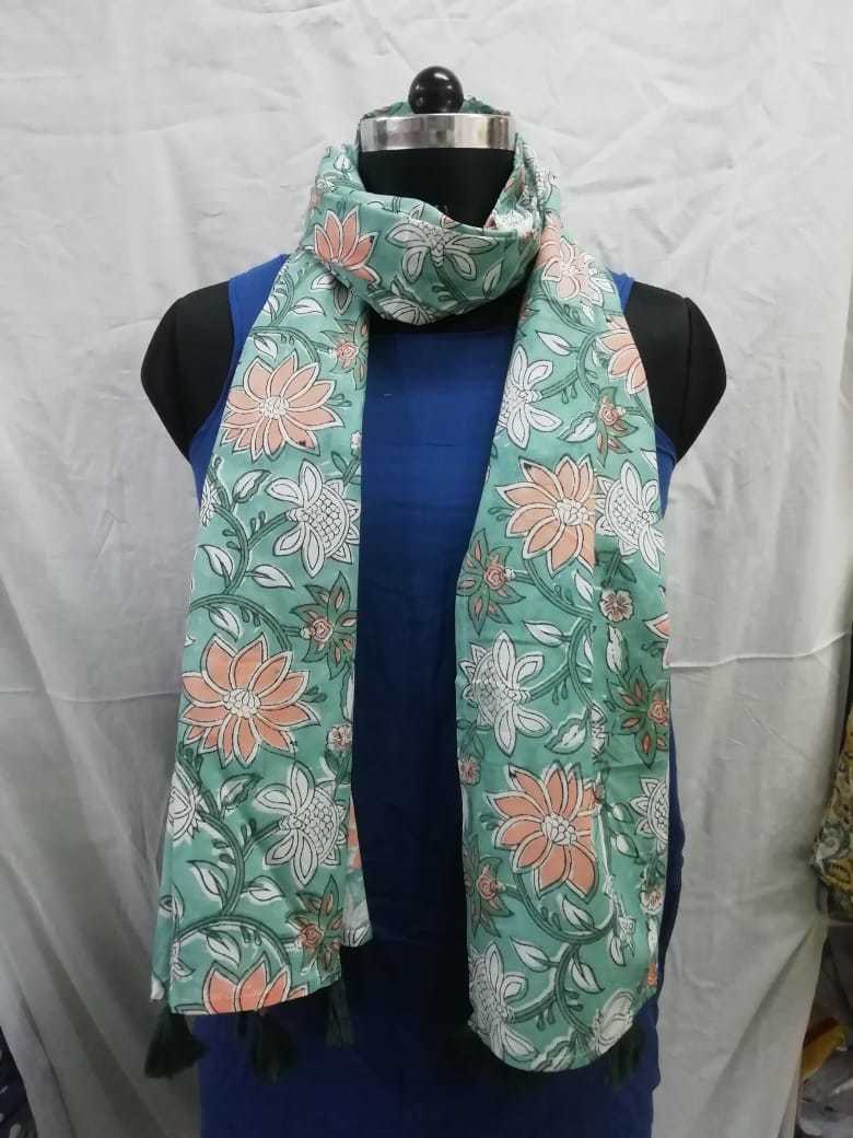 Sanganeri Block Print Cotton Stoles - 22x72 Inches, Handmade Stoles For Women In Various Colors | Ideal For Daily Use, Evening Wear, Meditation, Prayer
