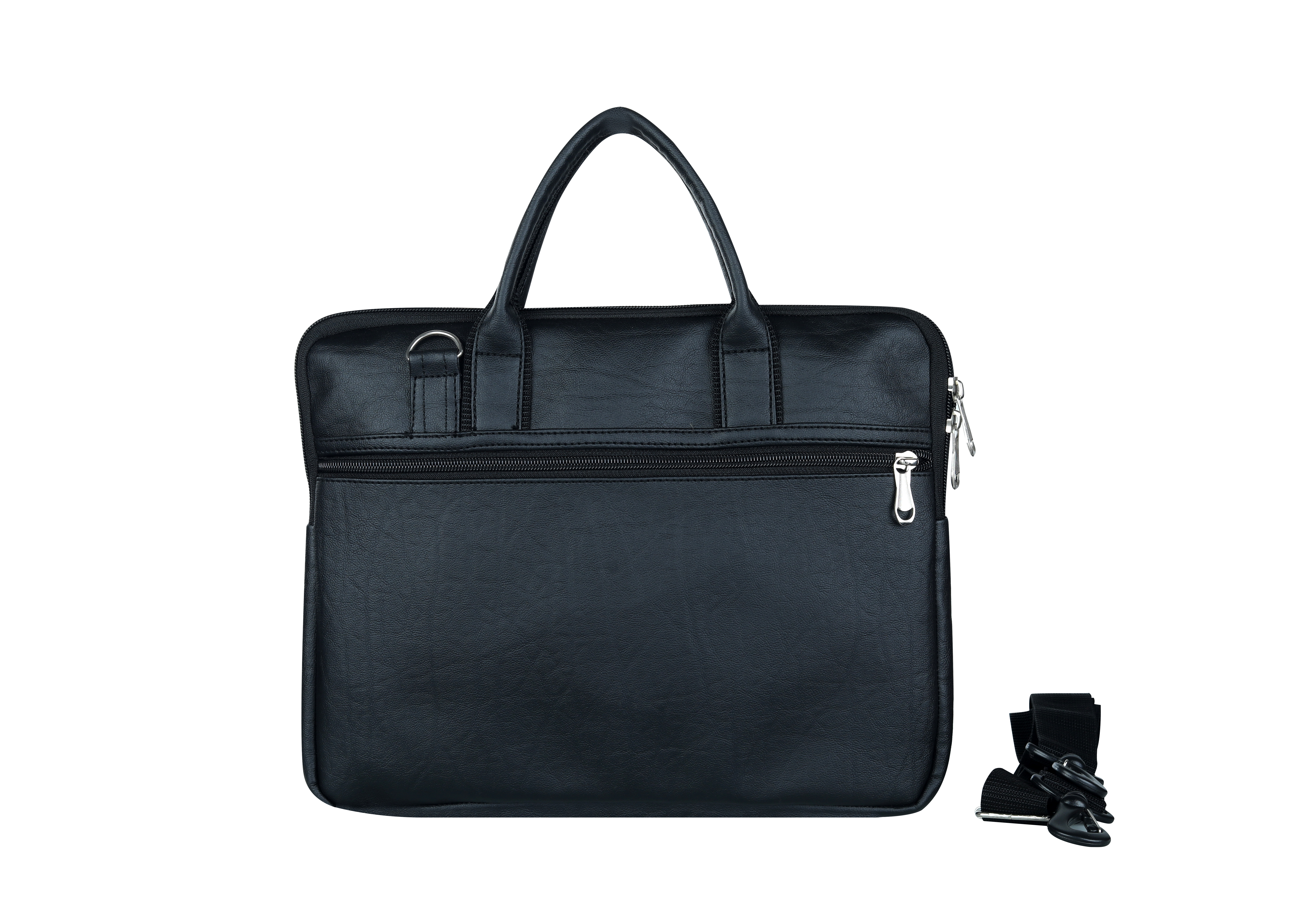 Laptop Bag - Leather, 14x9x2.5 Inches | Black And Tan, Water-resistant Hard Shell, Soft Cushioned Interior, Multiple Pocket Slots