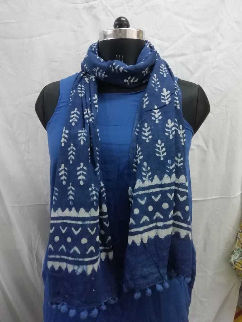 Indigo Printed Hand Block Print Stoles - Handmade Cotton Stoles 22*72 Inches, Versatile For Prayer, Meditation, Daily Wear, All Colors
