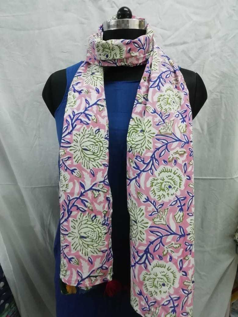 Soft Handmade Printed Cotton Stole - 22x72 Inches | Custom Sizes Available, All Colors, Ideal For Daily Use, Evening Wear, Meditation, Prayer