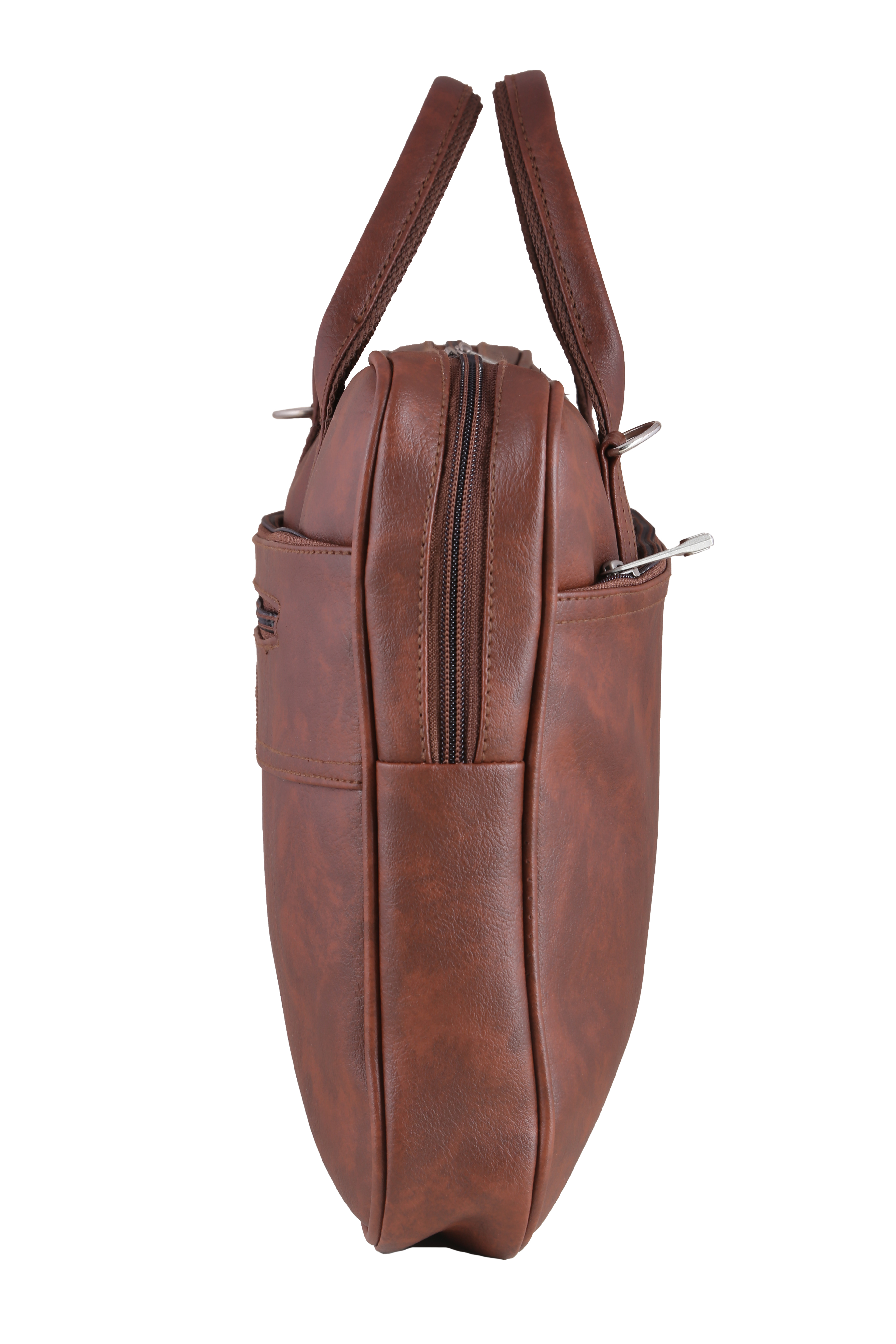 Leatherette Laptop Bag - Leather Material, 15x11x3 Inches, Tan Color | Classic Vintage Style, Fits 15-inch Devices, Neatly Organized