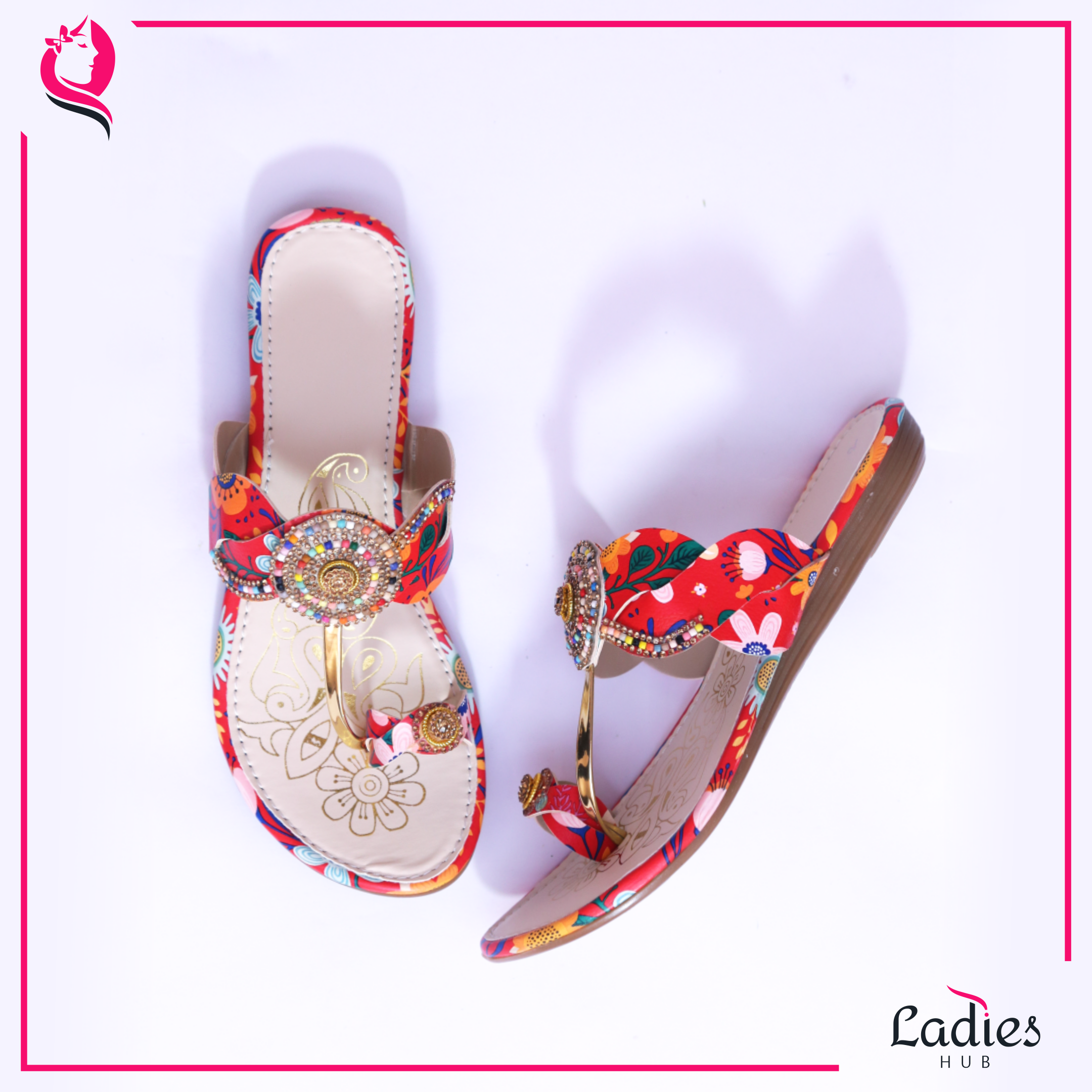 Multicolor Ladies Hub Fancy Handmade Ladies Kolhapuri Chappal