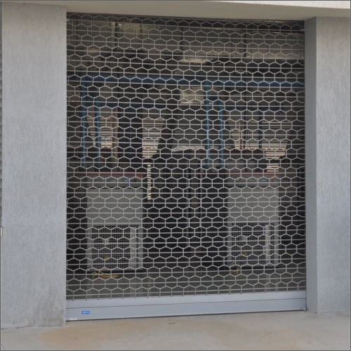 Grill Rolling Shutter - Aluminium, 12 Feet Full Height, Open Style, Rolling, Paint Coated, Rectangular Shape | Features: Vertical Opening Pattern, Mild Steel Material