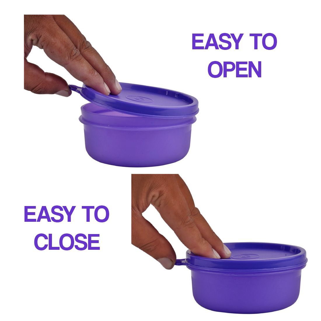 Lunch Box Gt-2002 - Plastic, 450 Ml & 300 Ml Round Containers (4 Pcs) | Purple, Lightweight Design, Convenient Lunch Bag Included