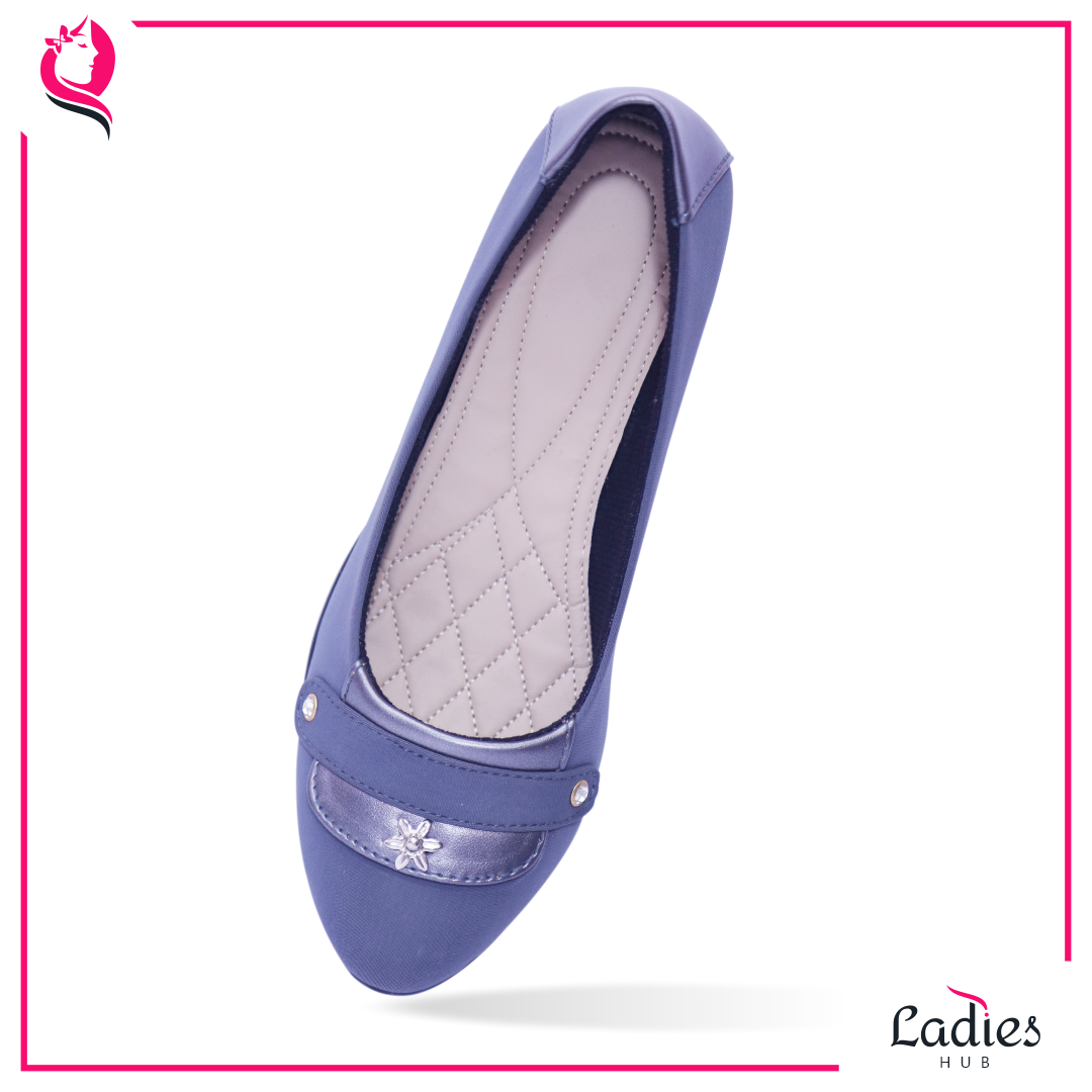 Ladies Hub Slate Gray Solid Ladies Belly (Ballerina) Shoes - Fabric | Size 37-41, Mid Heels, Waterproof, Soft Tpr Insole, Versatile Design For Any Season