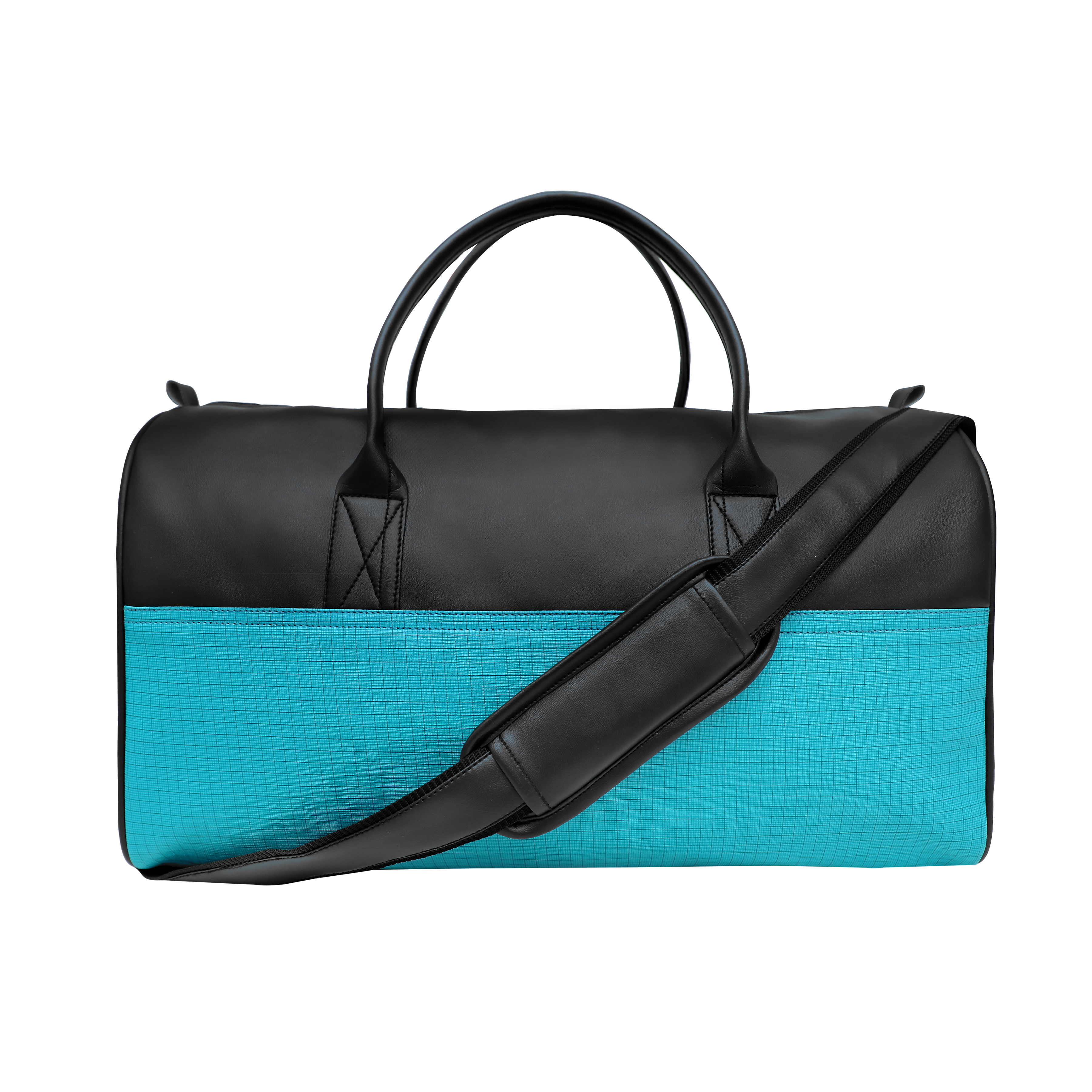 Stylish Leatherette Duffle Bag - 45x23x24 Cm, Aqua Color, 25 Liter Capacity, Customized Design, Strong Zips And Handles