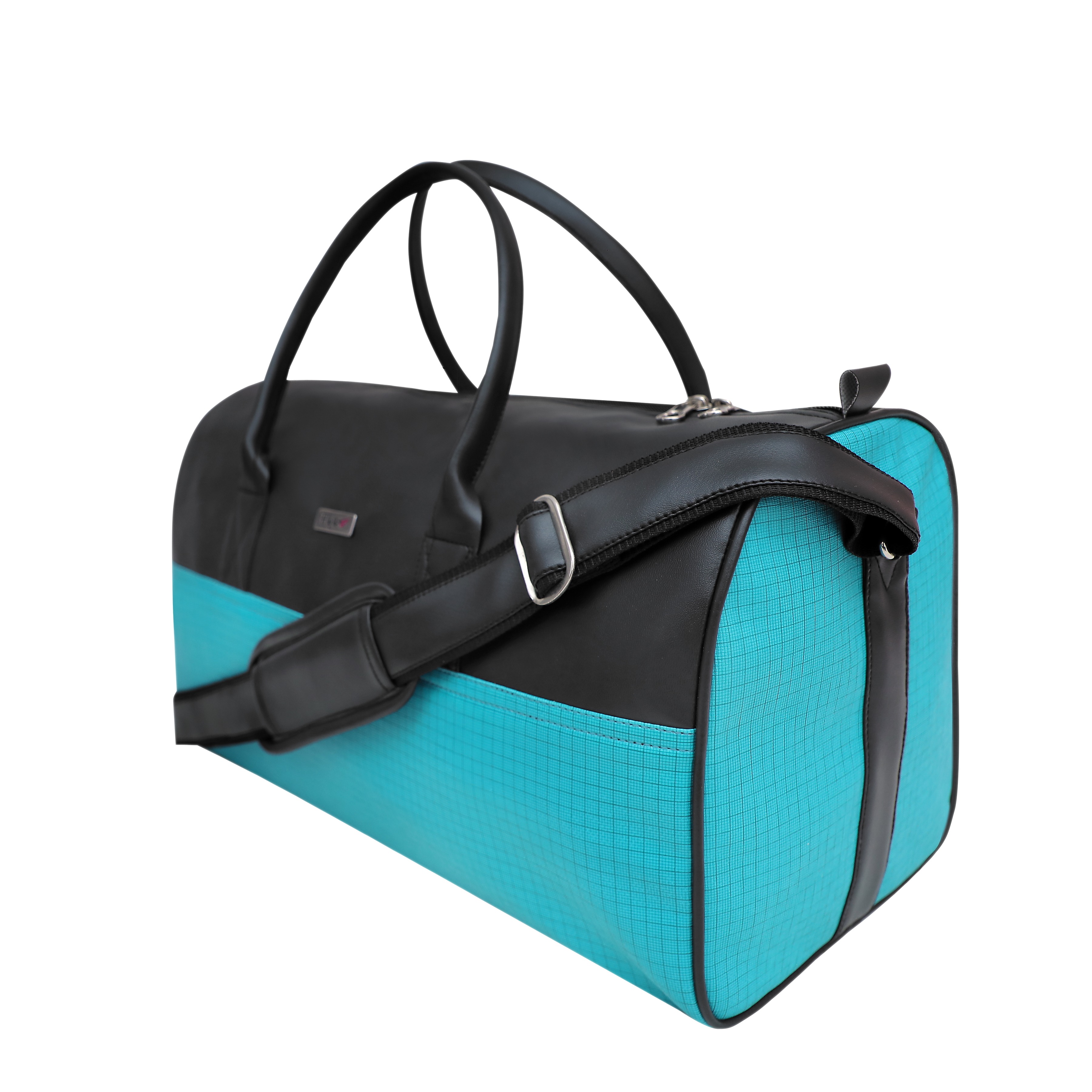 Stylish Leatherette Duffle Bag - 45x23x24 Cm, Aqua Color, 25 Liter Capacity, Customized Design, Strong Zips And Handles