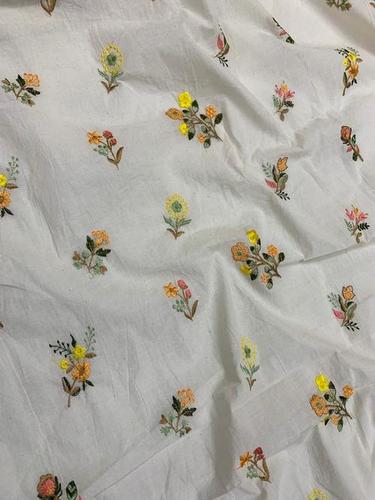 Embroidery Cora Cotton Fabric - Embroidered, 1 Meter Custom Length, Available in Various Colors | Exceptionally Soft, Lightweight, Washable
