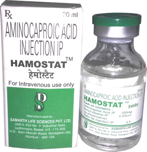 Aminocaproic Acid Injection - Liquid Formulation,  For Control of Bleeding Associated With Fibrinolysis, Recommended Dosage as Directed by Physician, Store in Cool and Dry Place, Suitable for Adults and Women