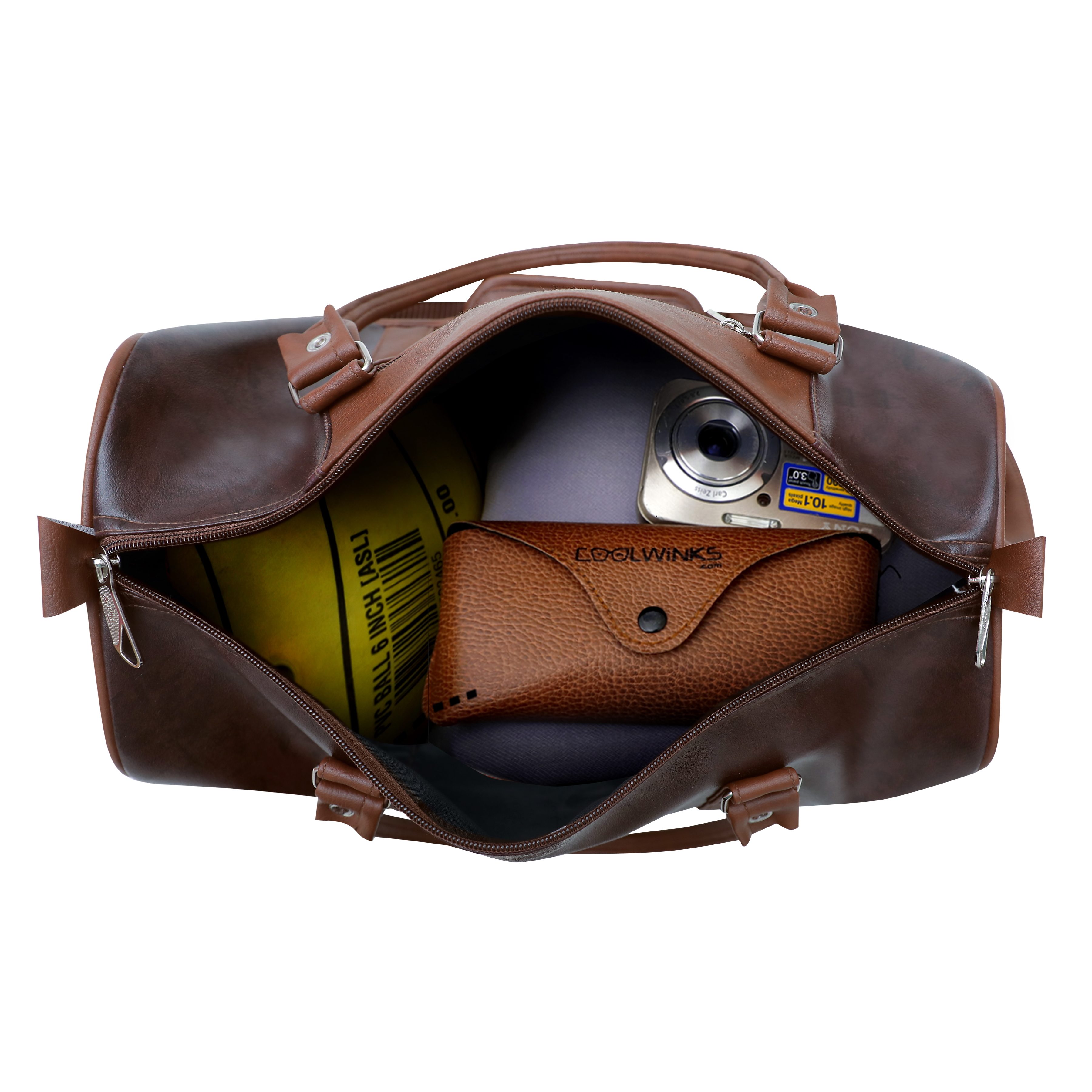 Brown Leatherette Duffle Bag Capacity: 25 Liter/day