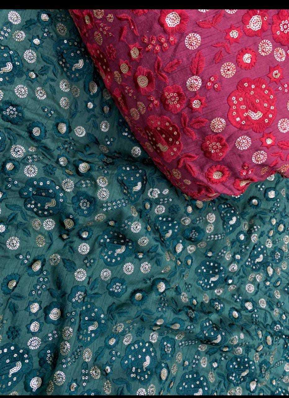 Embroidery Fancy Fabric - Soft Lightweight Embroidered Material With Tone-to-tone Thread & Sequins, Washable & Custom Lengths Available