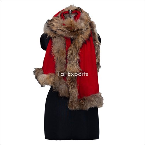 Red Designer Fur Shawls