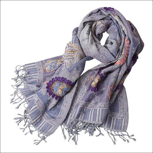 Gray Boilwool Heavy Embroidery Woolen Shawls