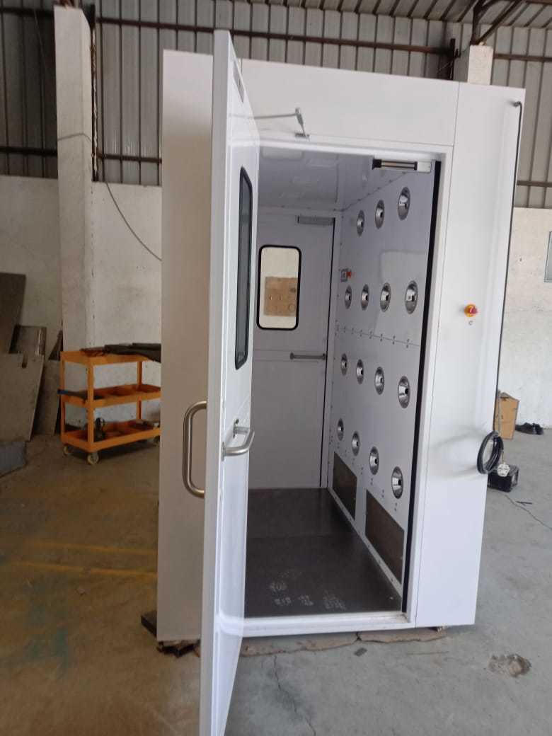 Air Shower - Stainless Steel 304 & Ms Powder Coated, Silver White Color, 99% Dry Dust Filtration With Hepa Filter, Automatic Operation, One Year Warranty