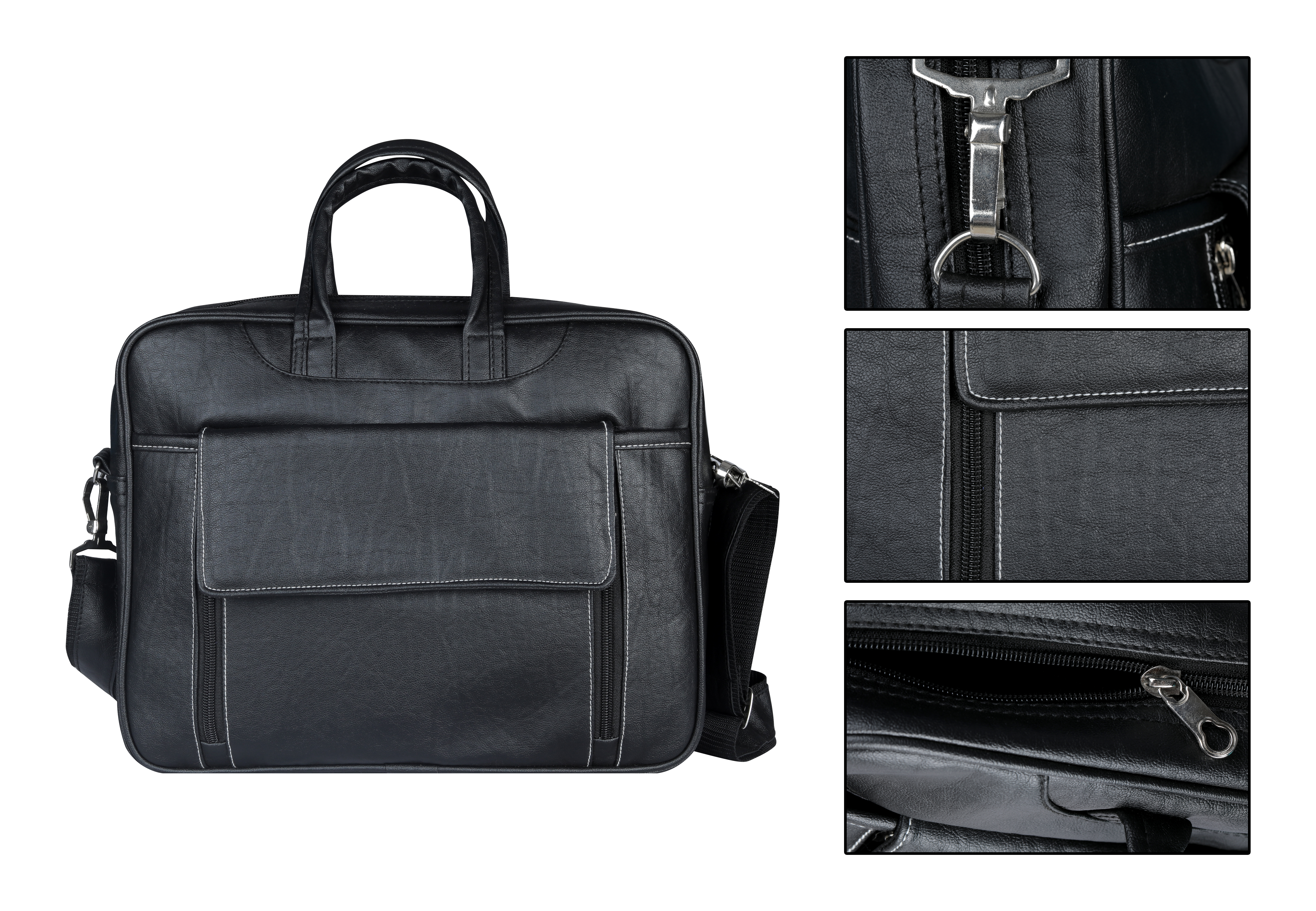 Executive Laptop Bag - Leather Material, 15.5x12x3.5 Inches, Black Color | Stylish Design, 6 Liter Capacity, Customizable Features, Zip Closure