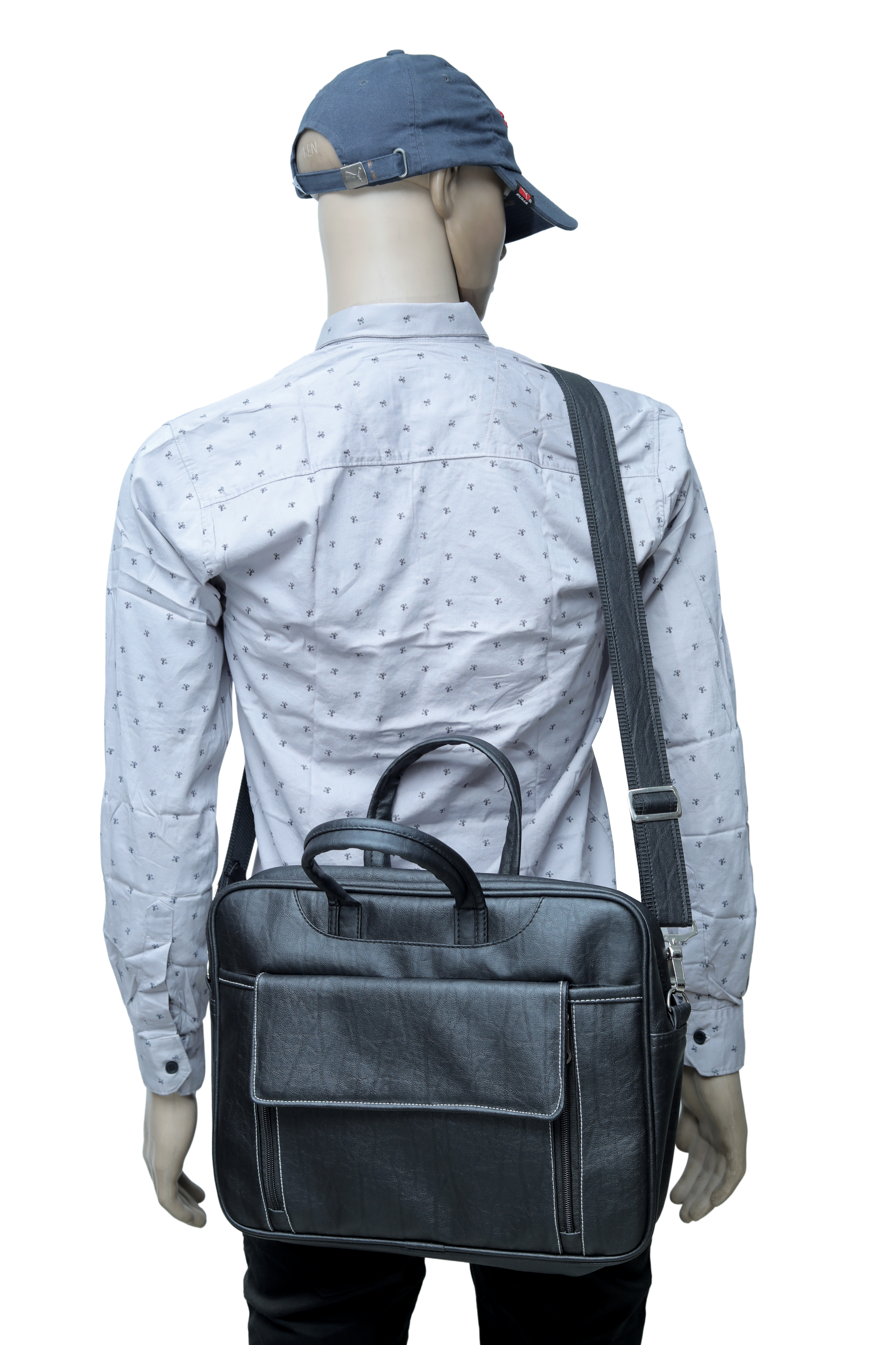 Executive Laptop Bag - Leather Material, 15.5x12x3.5 Inches, Black Color | Stylish Design, 6 Liter Capacity, Customizable Features, Zip Closure