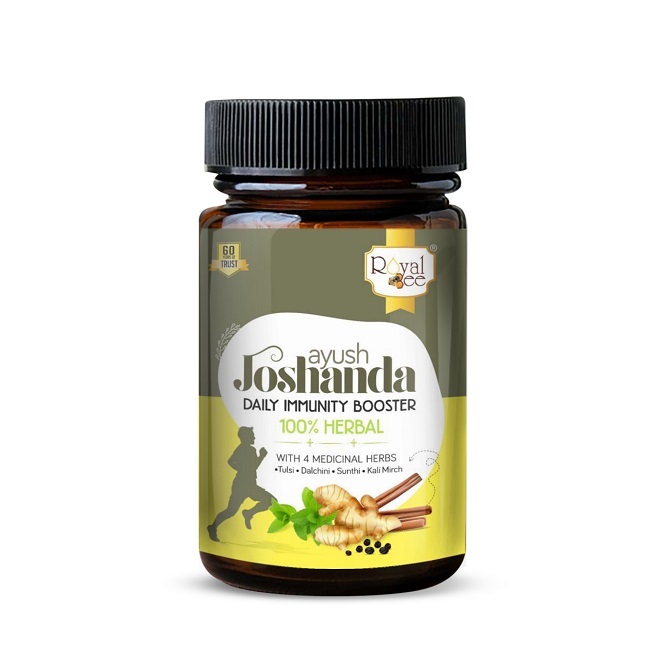 Ayush Joshandha Direction: Mix 3 Gm Of Royal Bee Joshanda In 150 Ml Of Water. Boil It Till The Volume Remains 3/4 3. Add Sugar Or Jaggery As Per Taste 4. Can Taste Better With Royal Bee Multiflora Pollen Rich Honey Or Can Be Taken Without Sweetener