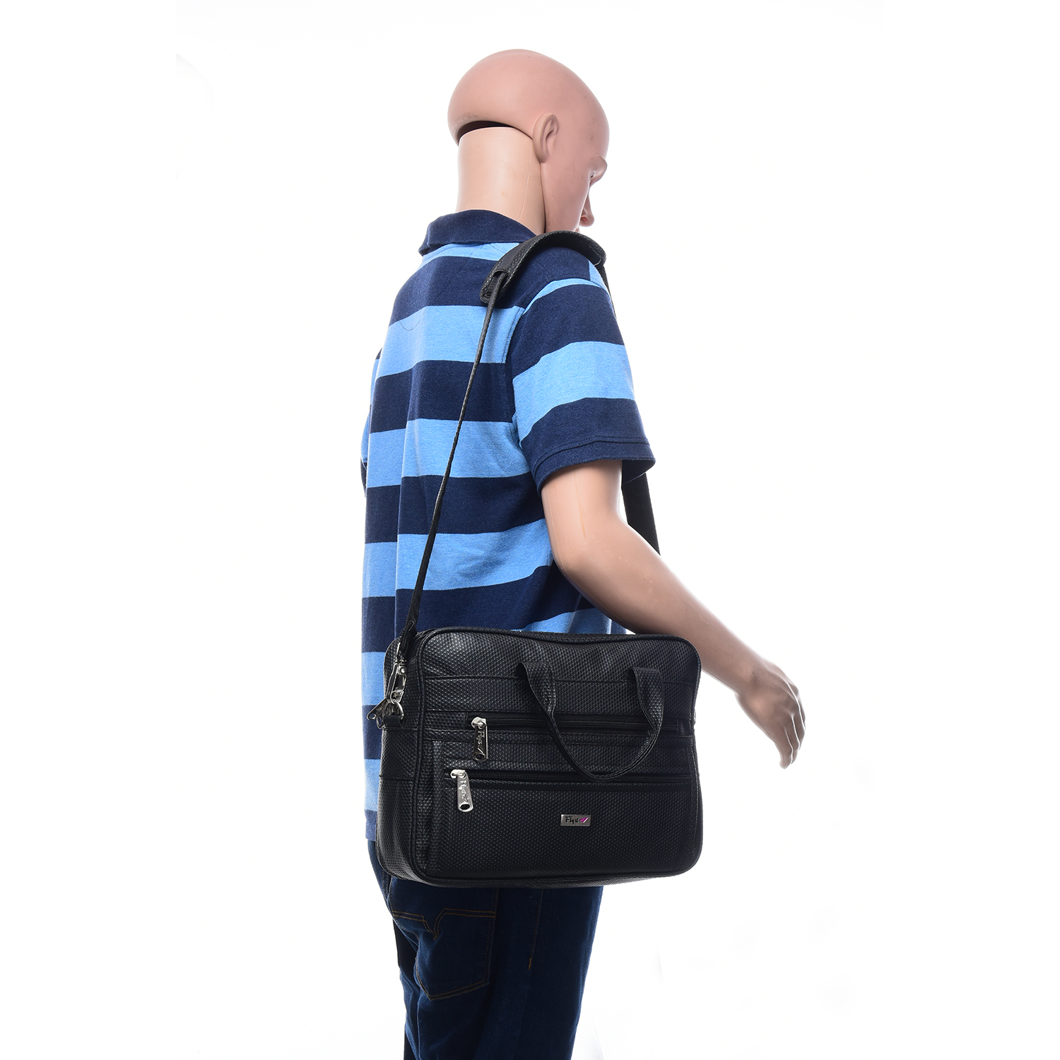 Dot Printed Laptop Bag - Leather Material, Black Color | Customized Design, Reliable And Stylish For On-the-go Laptops