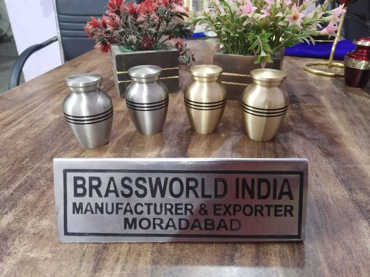 Brass Golden With Three Band Keepsake Urn Funeral Supplies