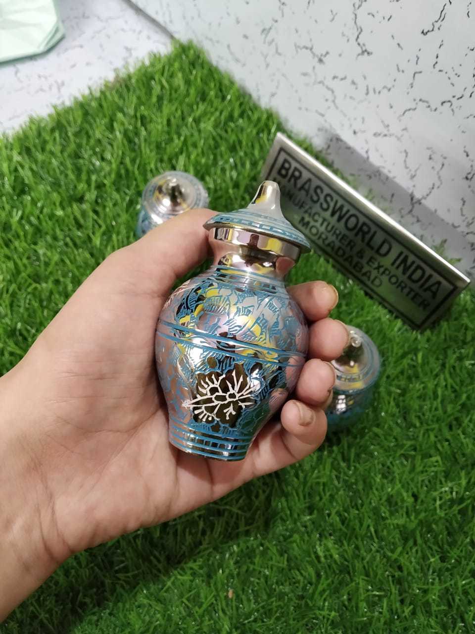 Brass Anthrecite Grey With Golden Band Funeral Supplies