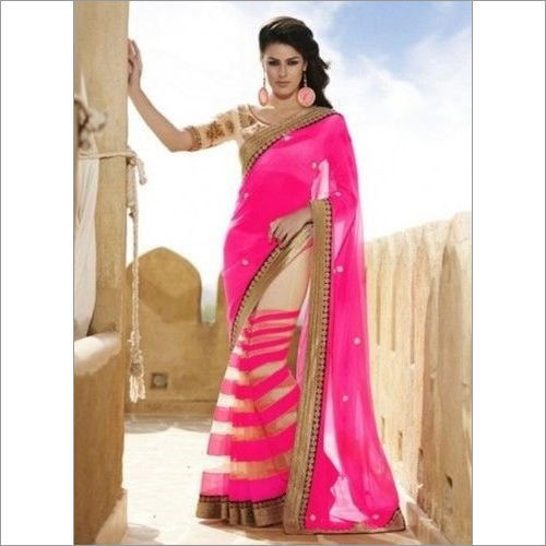 Ladies Net Sarees - Color: Pink
