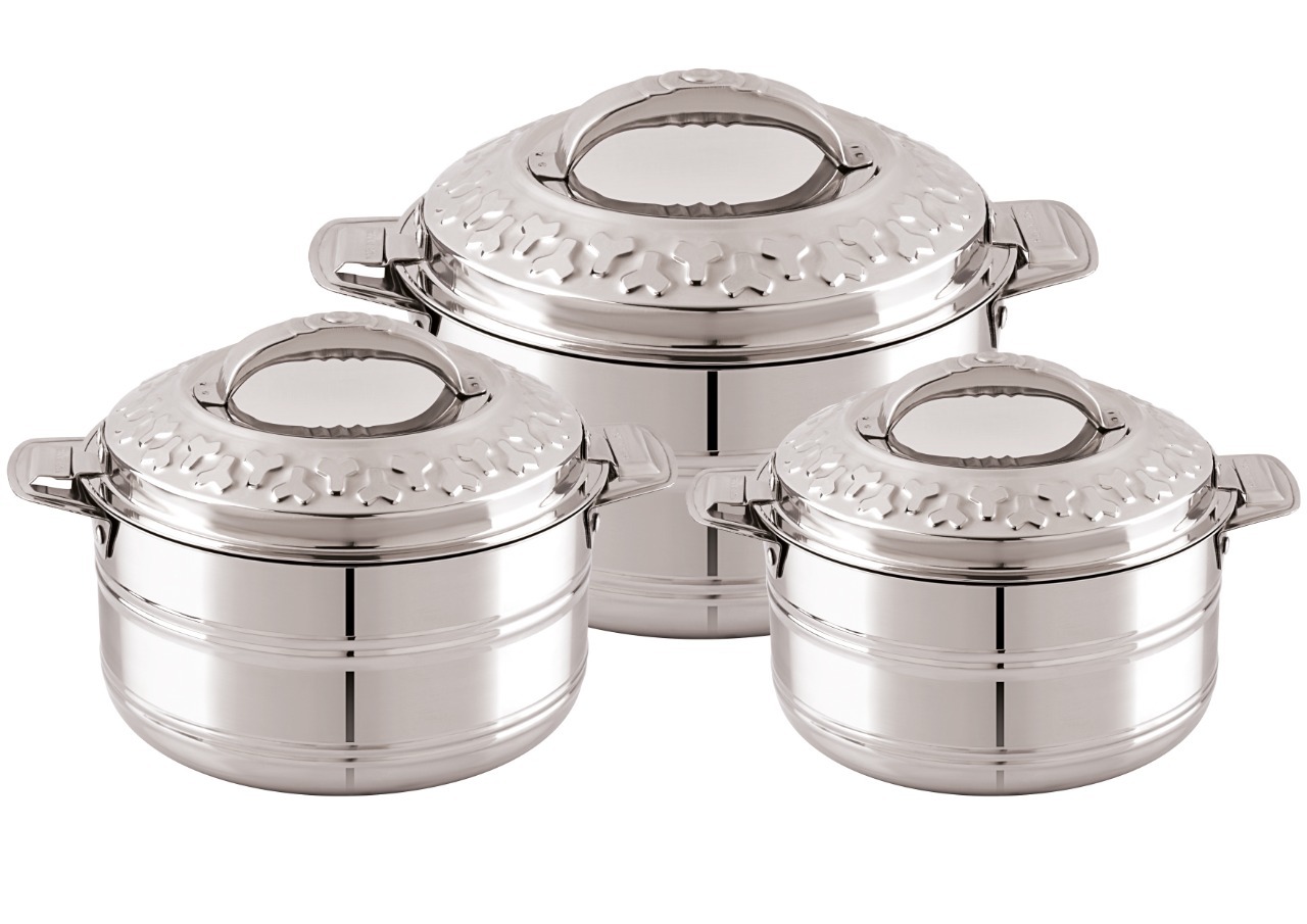Futura Double Walled Stainless Steel Casserole - 1000ml To 8000ml Sizes, Leak-proof Lid With Integrated Side-handles For Easy Carrying And Heat Retention